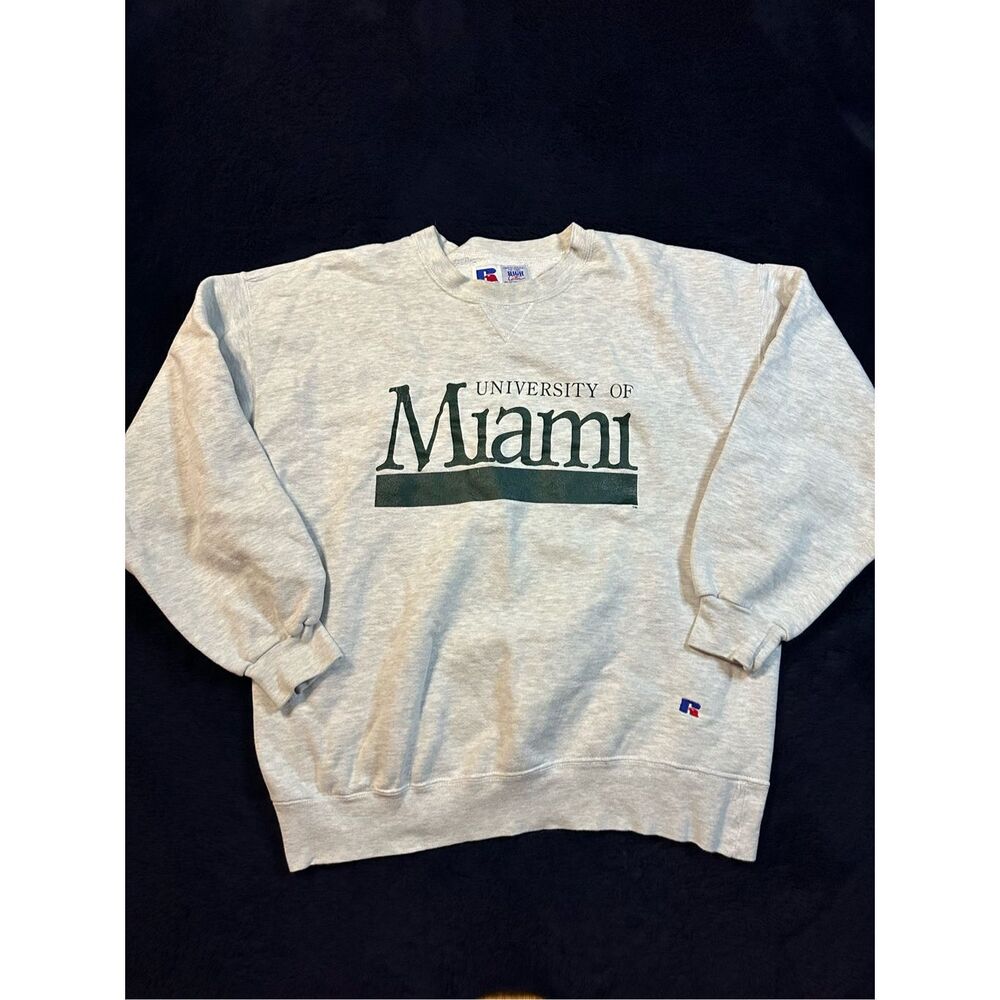 Vintage 90s Russell Athletic University Of Miami Crewneck Sweater XXL High Cotto